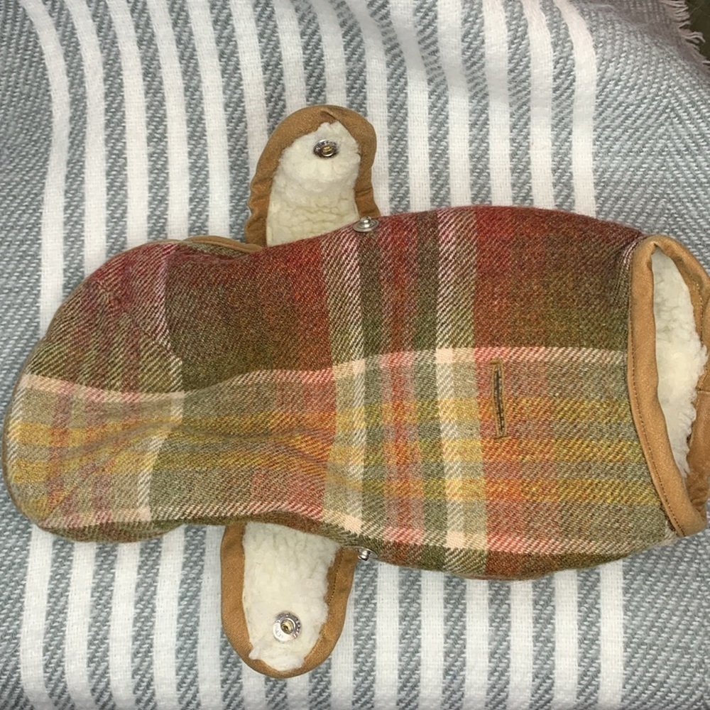 Puppy Dog Jacket/Coat Snaps Lined Back Leash Hole Canvas Wool Plaid Extra Small - Picture 3 of 11
